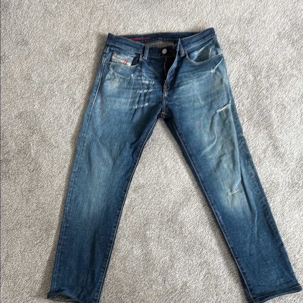 Diesel Blue Slim Jeans with Distressed Detailing